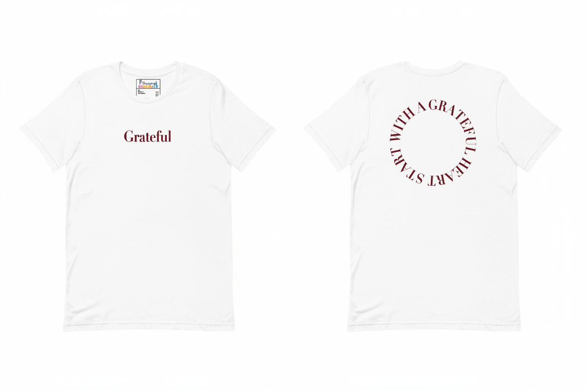 Grateful T-Shirt front and back print, styled for everyday wear