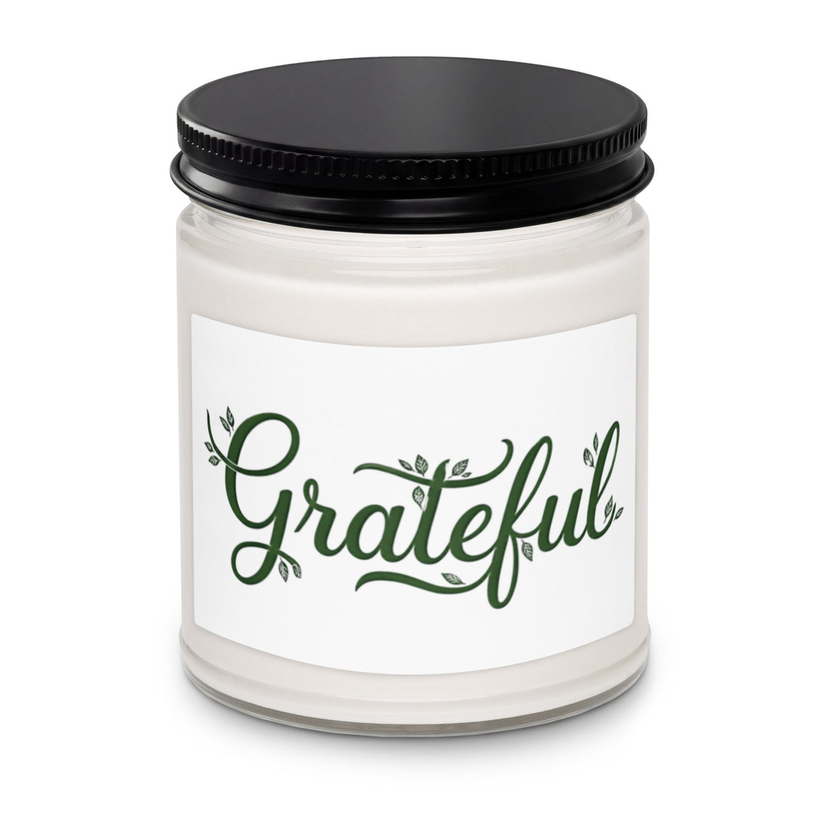 Grateful Soy Candle natural soy wax jar with herbal scent notes