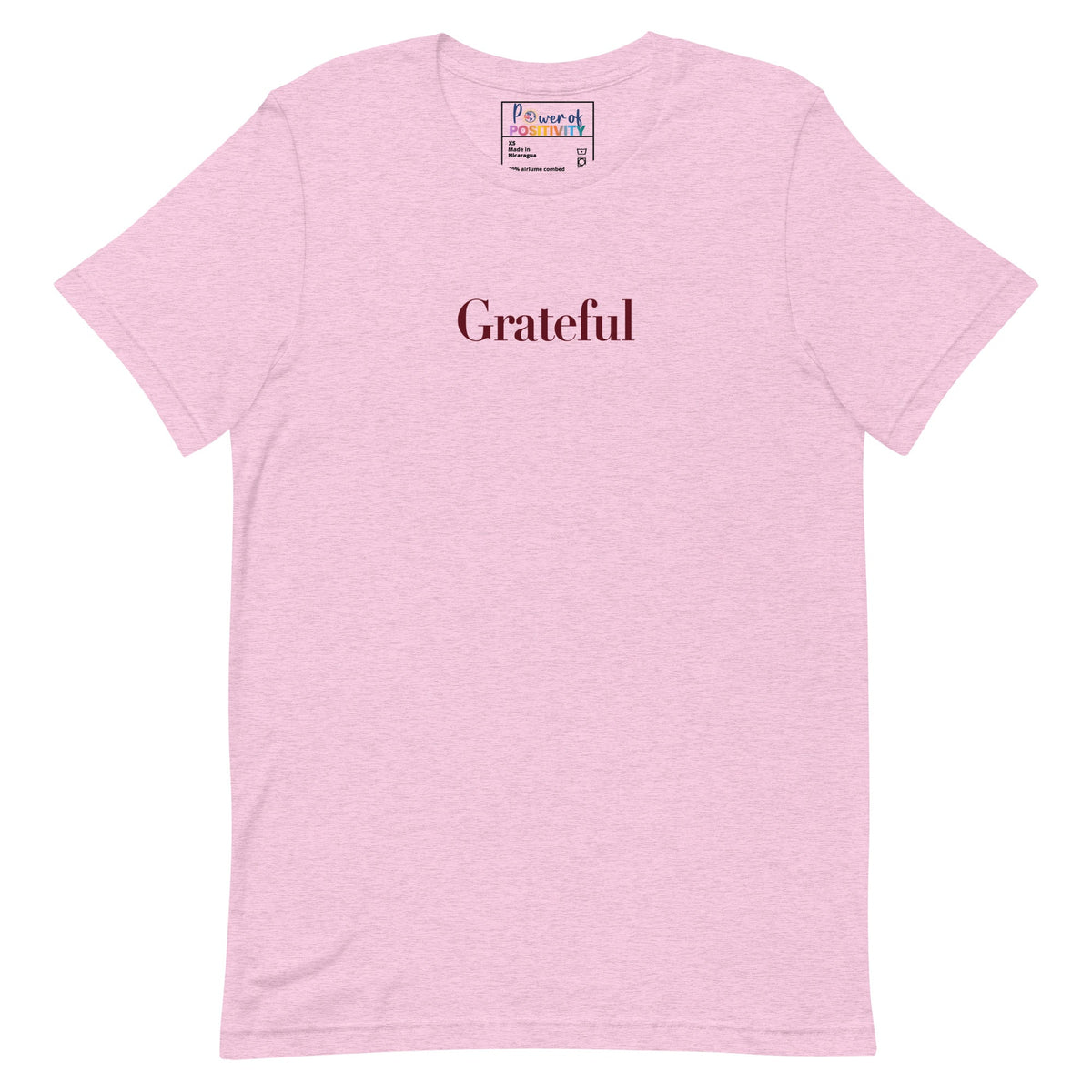 Grateful T-Shirt in heather prism lilac, part of a shared gratitude community
