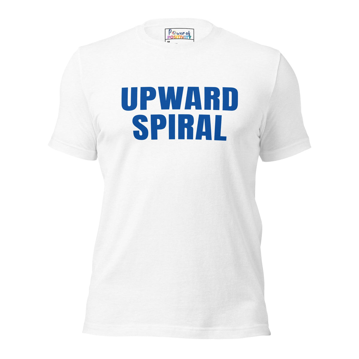 Upward Spiral T-Shirt in solid white blend, part of a positivity apparel capsule wardrobe