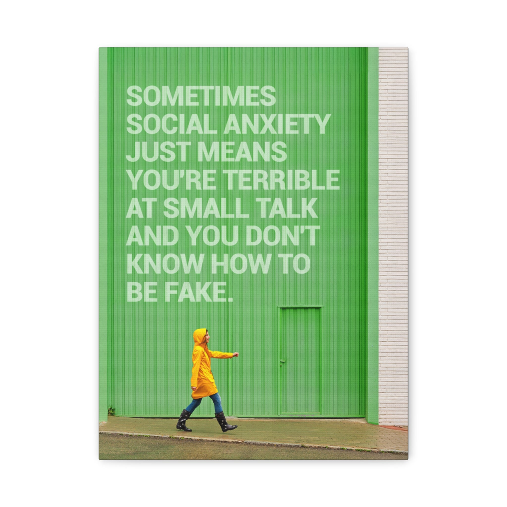 Canvas Wall Art - "Just Means You're Terrible at Small Talk" Modern Green Typography Print