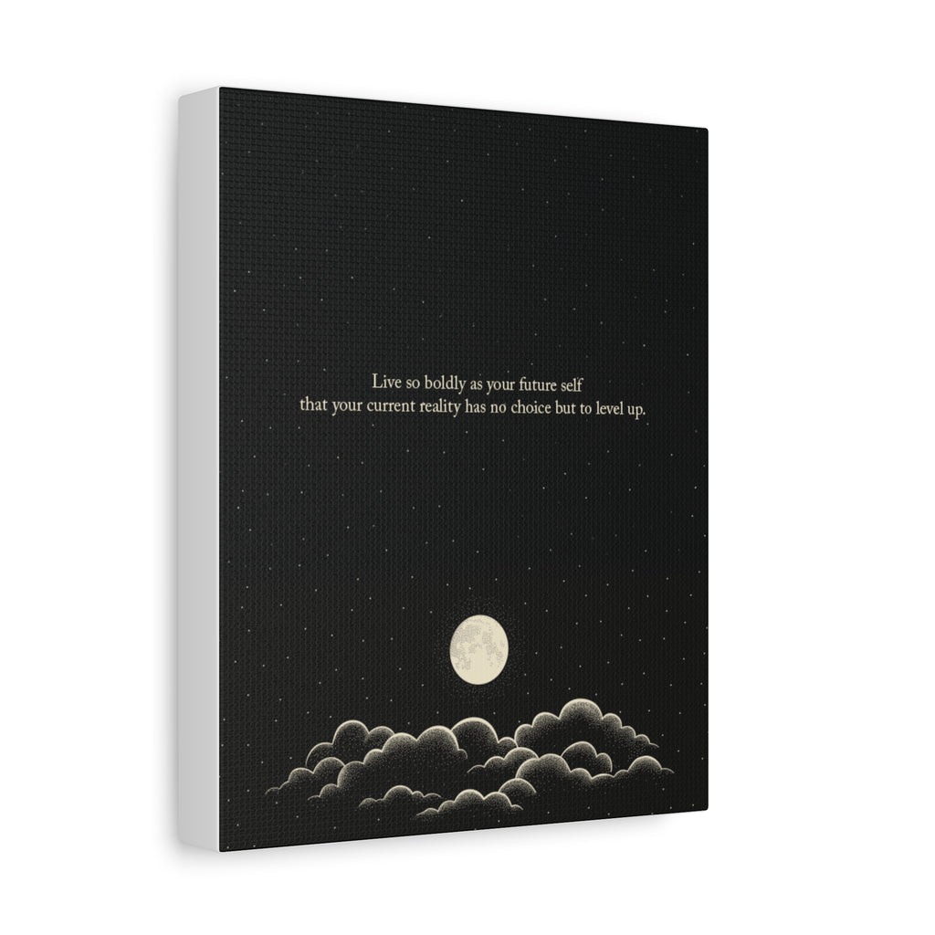 Inspirational Canvas Wall Art — "Live so boldly as your future self" Moon Quote