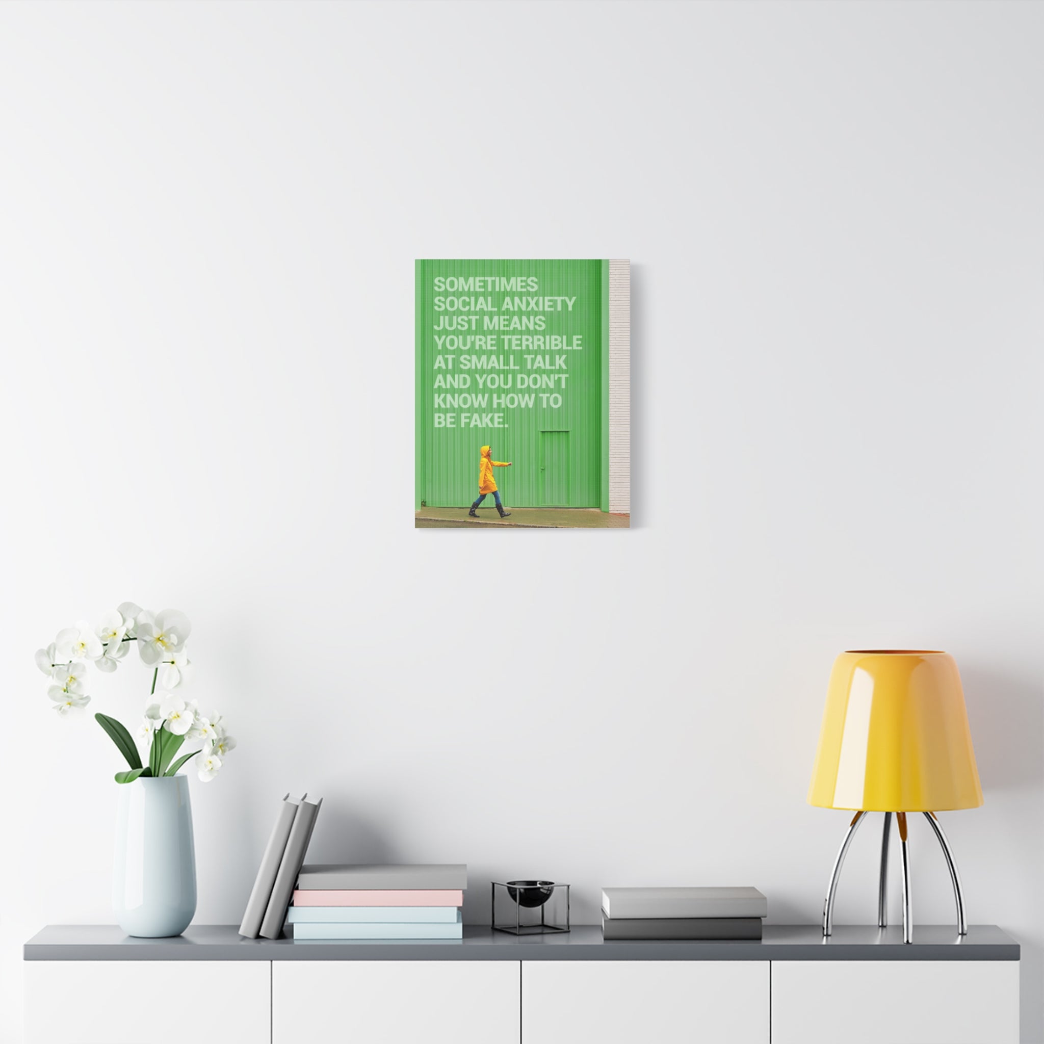Canvas Wall Art - "Just Means You're Terrible at Small Talk" Modern Green Typography Print