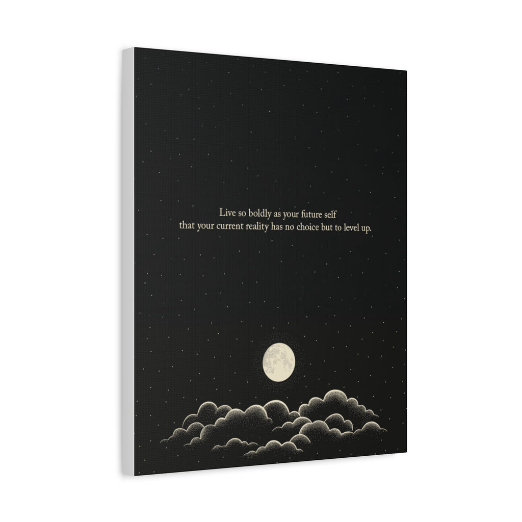Inspirational Canvas Wall Art — "Live so boldly as your future self" Moon Quote