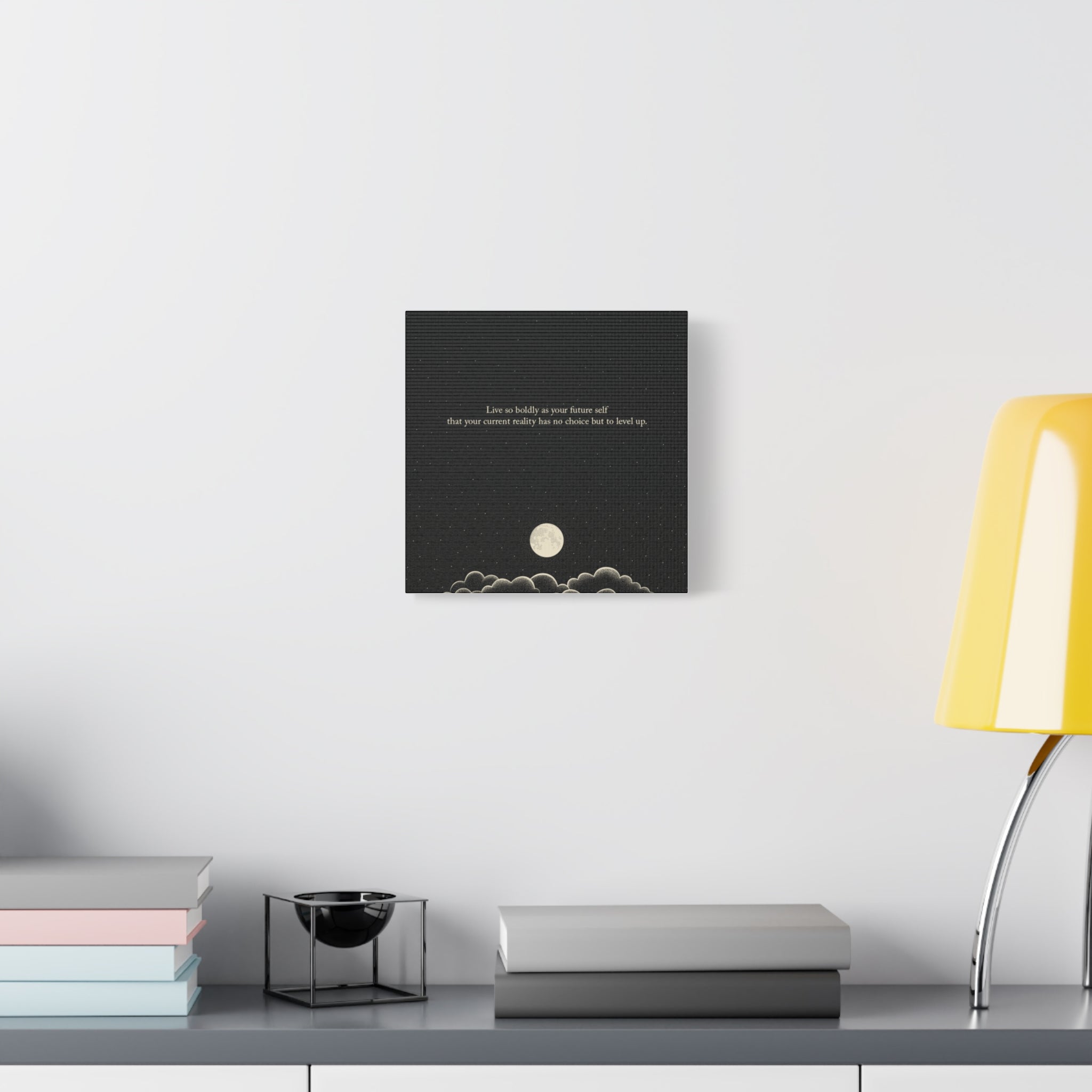 Inspirational Canvas Wall Art — "Live so boldly as your future self" Moon Quote
