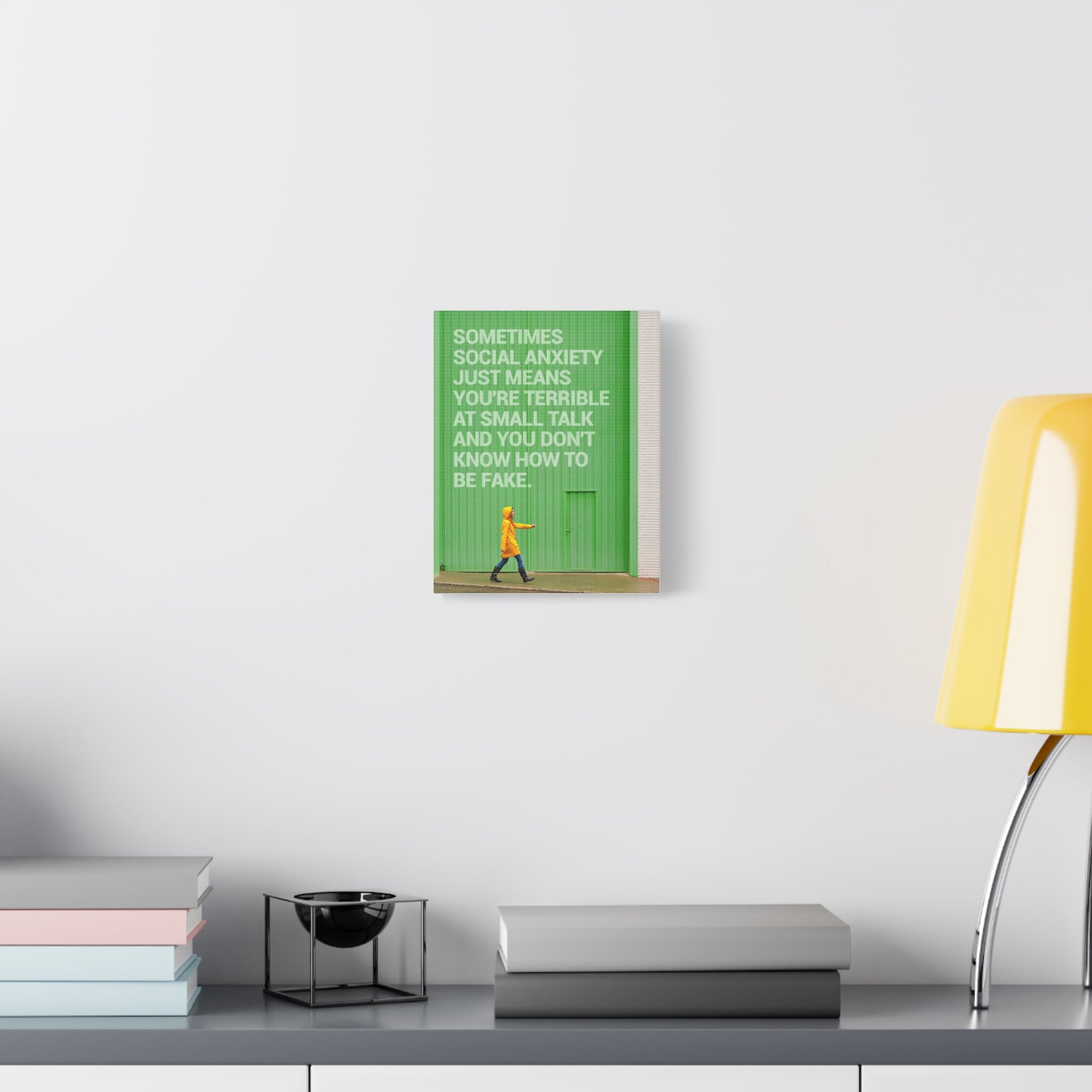 Canvas Wall Art - "Just Means You're Terrible at Small Talk" Modern Green Typography Print