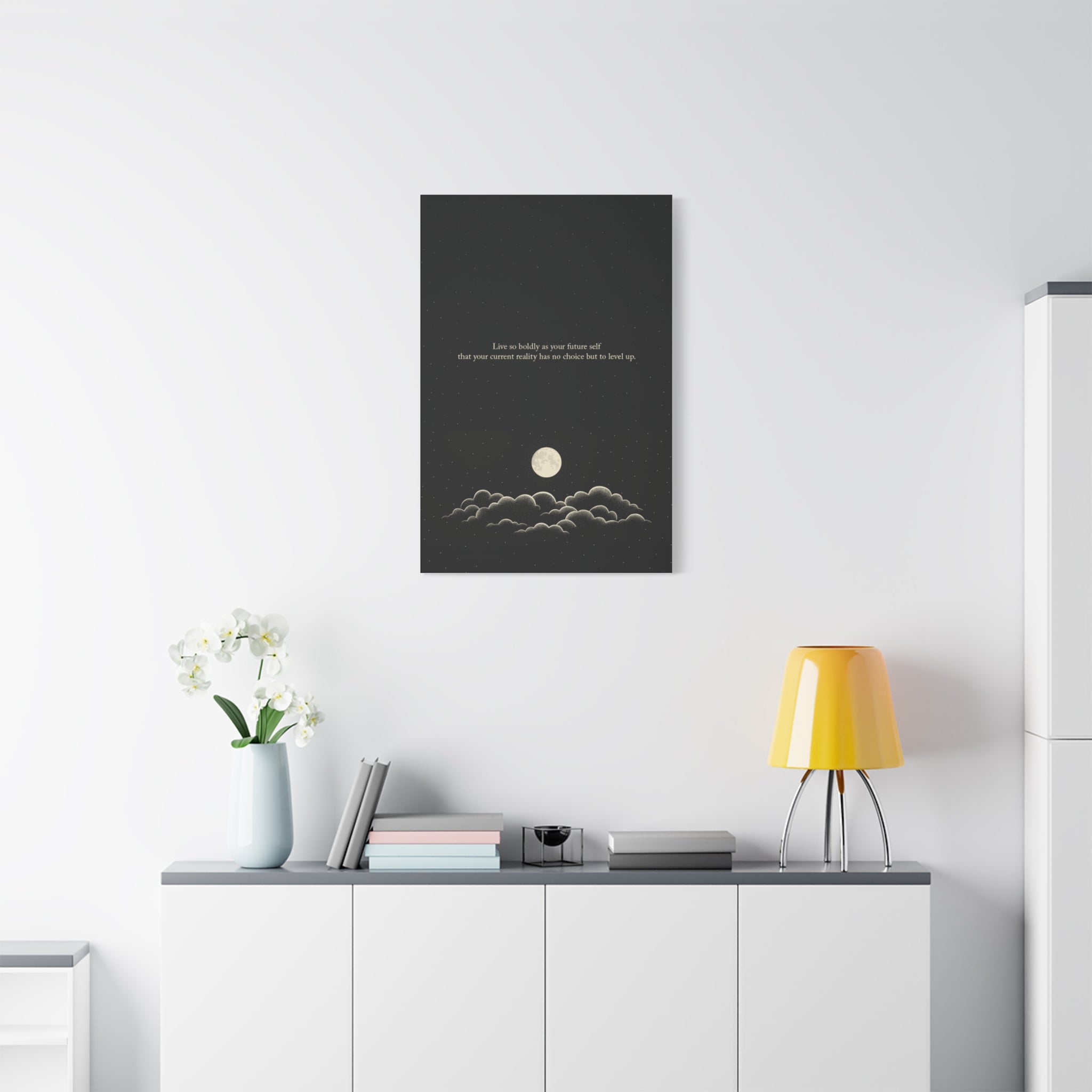 Inspirational Canvas Wall Art — "Live so boldly as your future self" Moon Quote