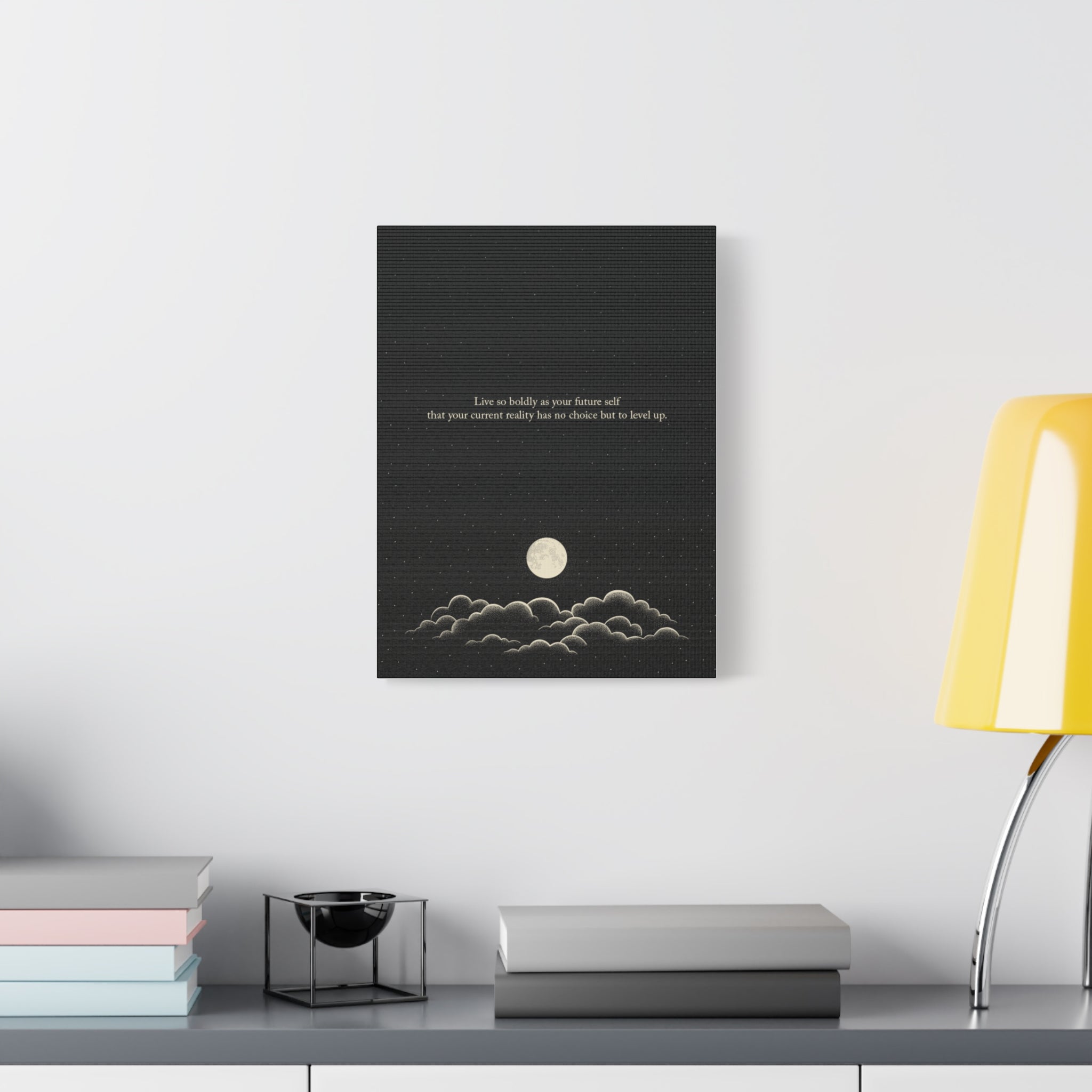 Inspirational Canvas Wall Art — "Live so boldly as your future self" Moon Quote