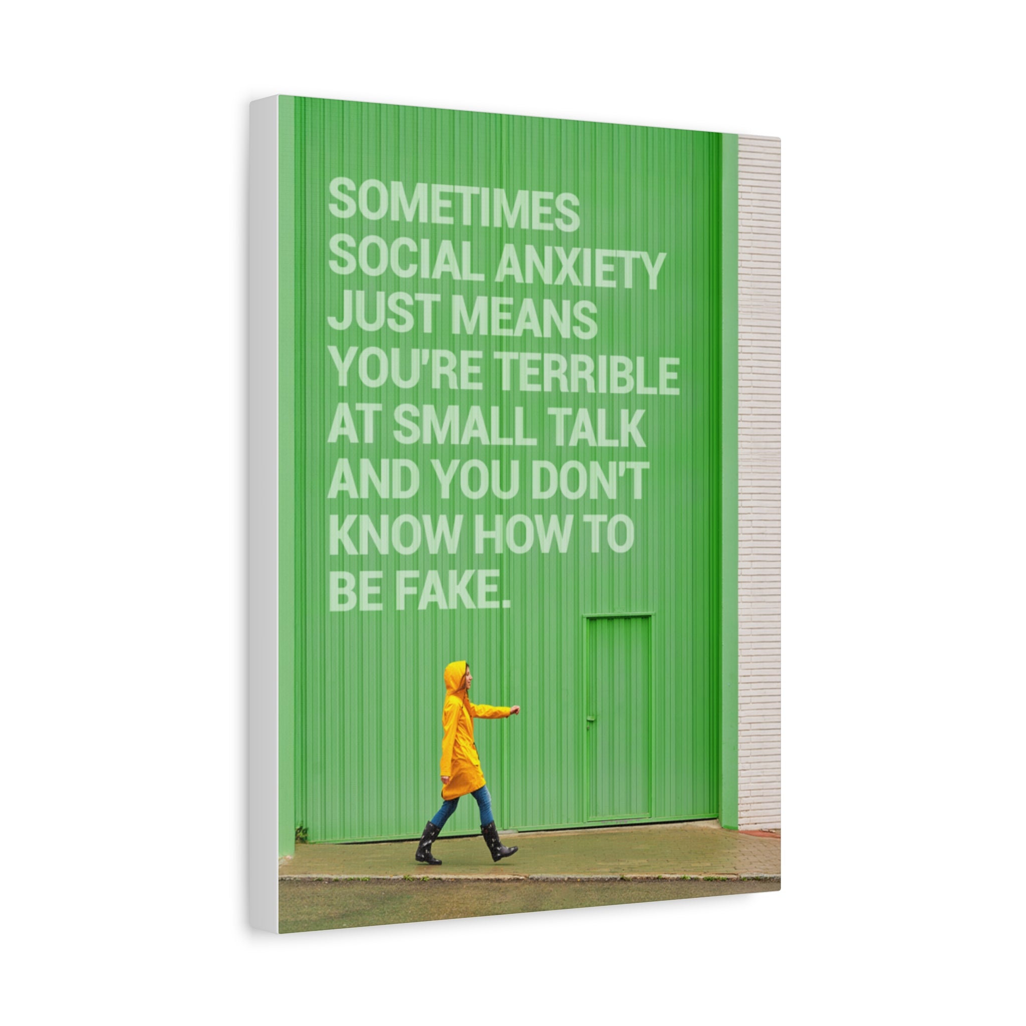 Canvas Wall Art - "Just Means You're Terrible at Small Talk" Modern Green Typography Print
