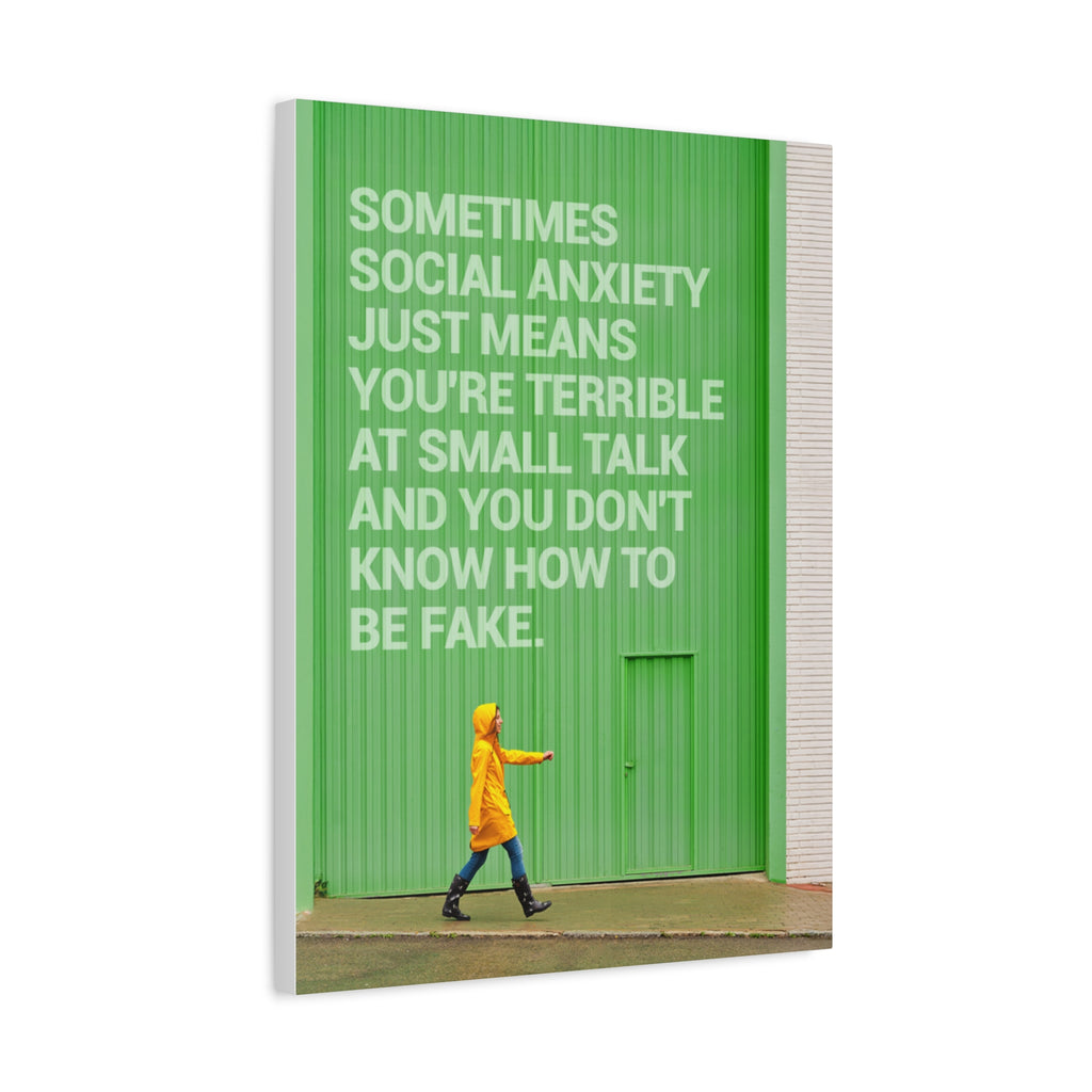 Canvas Wall Art - "Just Means You're Terrible at Small Talk" Modern Green Typography Print
