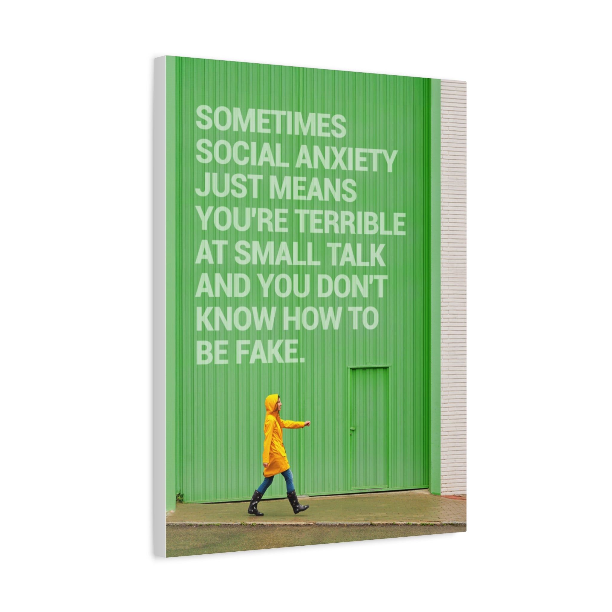 Canvas Wall Art - "Just Means You're Terrible at Small Talk" Modern Green Typography Print