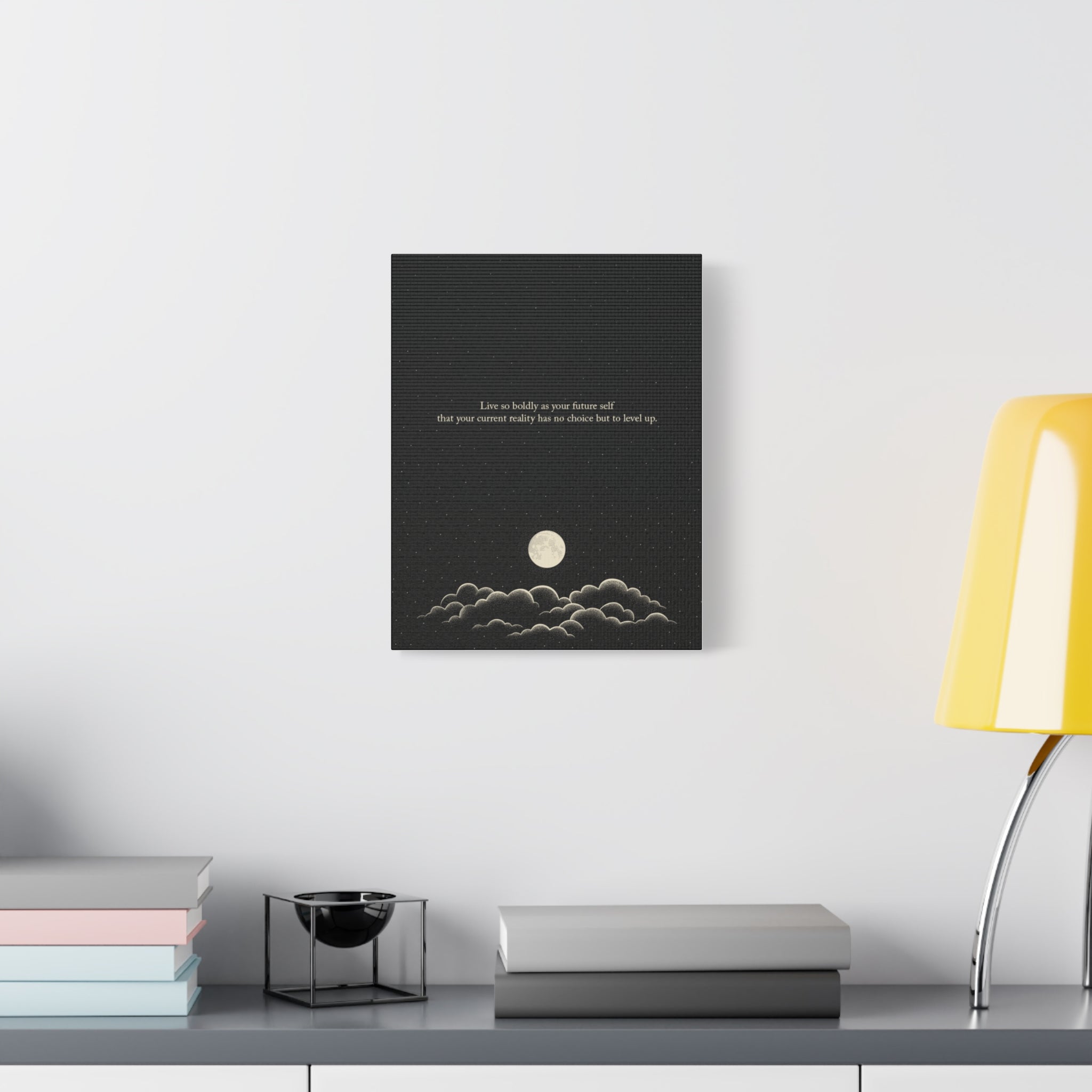 Inspirational Canvas Wall Art — "Live so boldly as your future self" Moon Quote