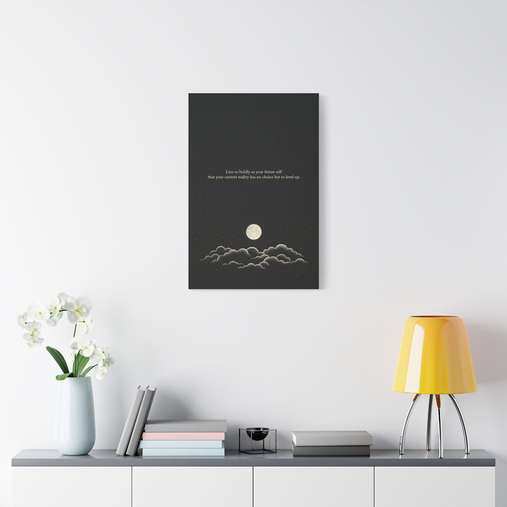 Inspirational Canvas Wall Art — "Live so boldly as your future self" Moon Quote