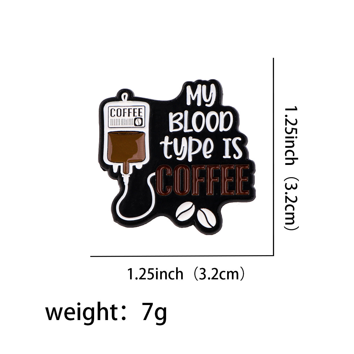 Cartoon Golden Badge Coffee Quotation Brooch – Coffee Brooch - My Blood Type Is Coffee