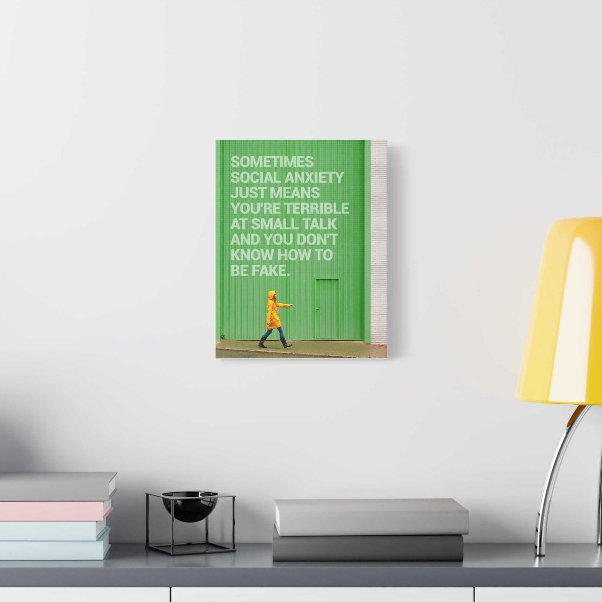 Canvas Wall Art - "Just Means You're Terrible at Small Talk" Modern Green Typography Print