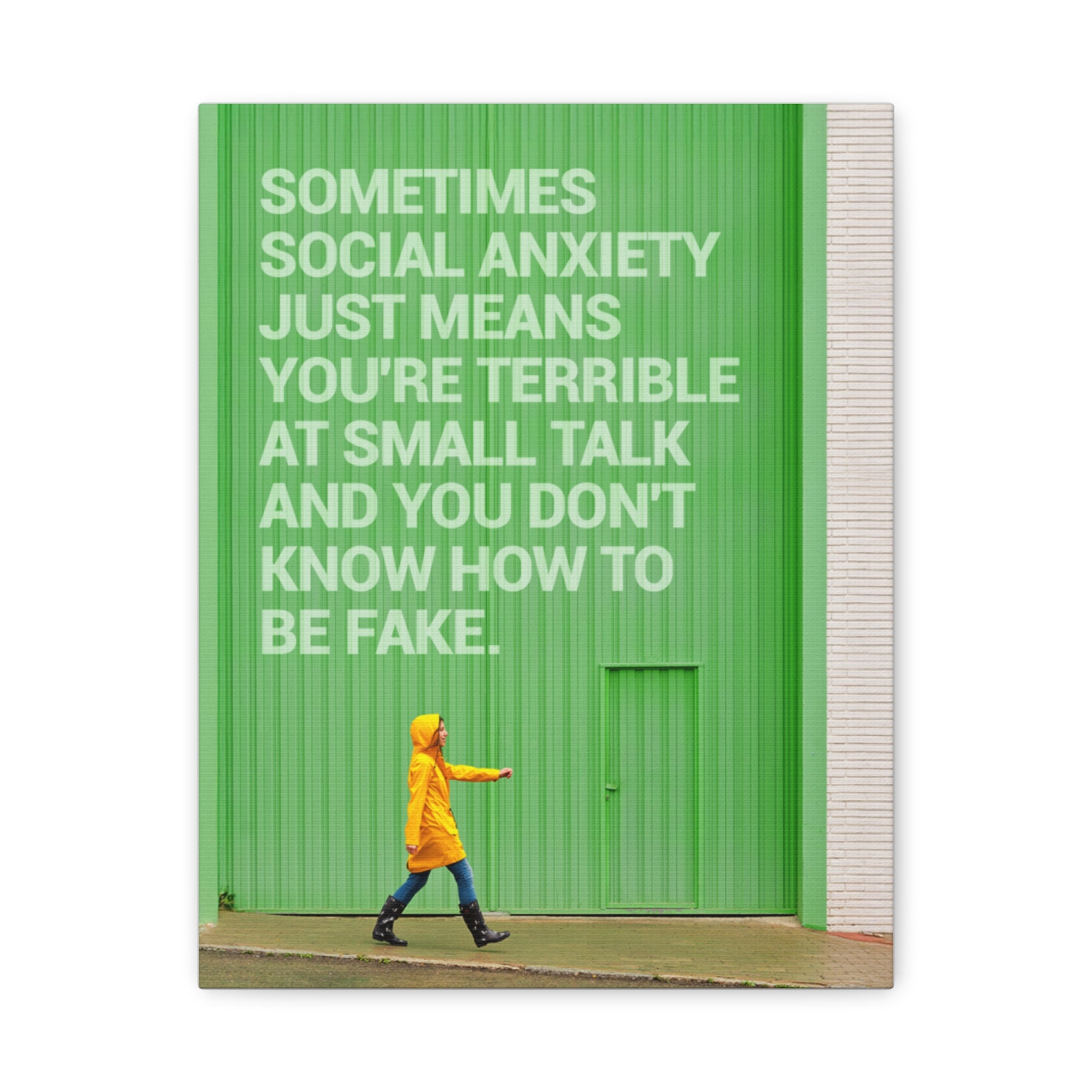 Canvas Wall Art - "Just Means You're Terrible at Small Talk" Modern Green Typography Print