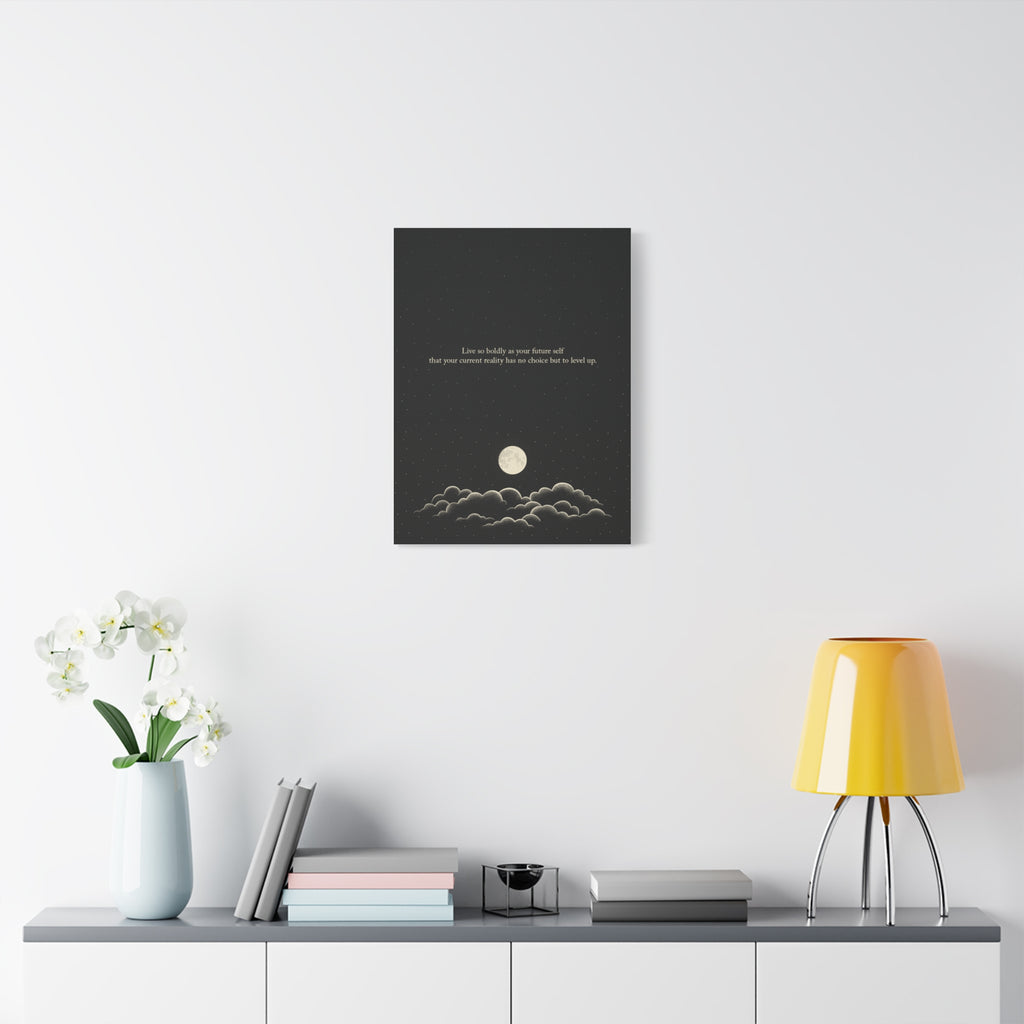 Inspirational Canvas Wall Art — "Live so boldly as your future self" Moon Quote