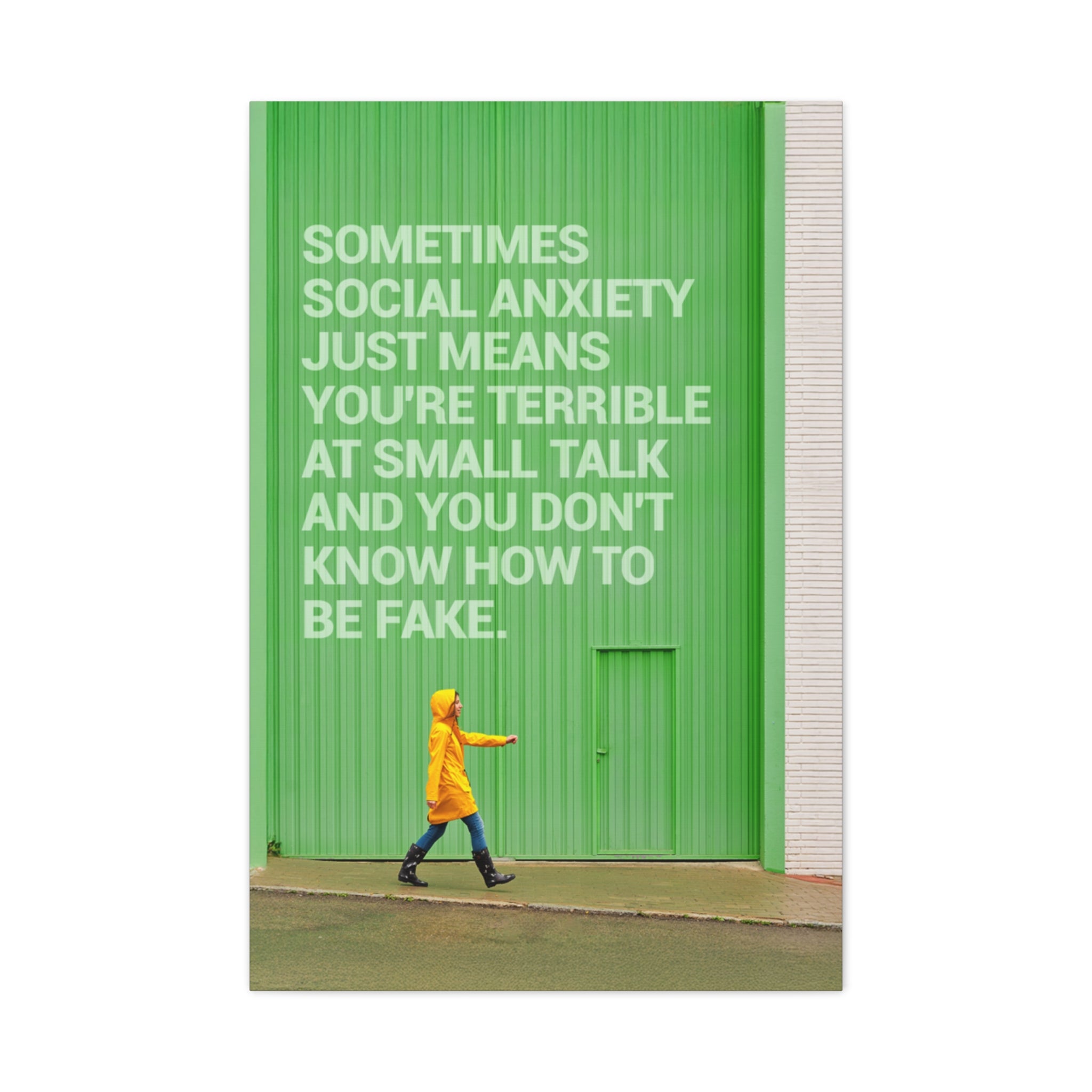 Canvas Wall Art - "Just Means You're Terrible at Small Talk" Modern Green Typography Print