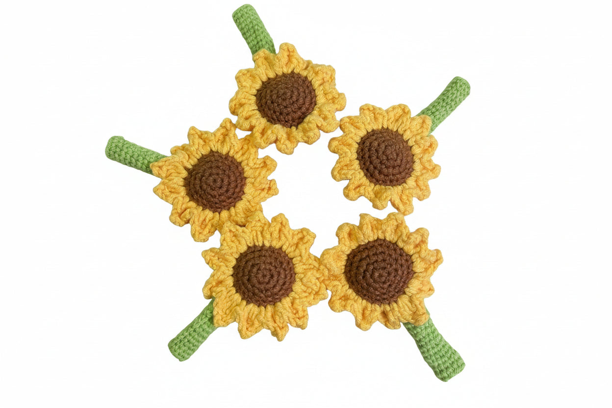 Hand-Woven Sunflower Pen Cover - Cheerful Desk Accessory Gift – Front view