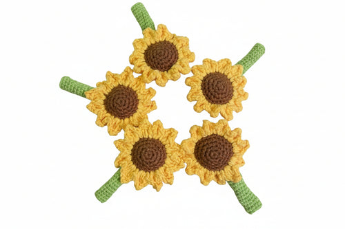 Hand-Woven Sunflower Pen Cover - Cheerful Desk Accessory Gift – Front view