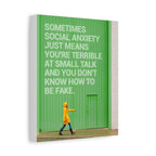 Canvas Wall Art - "Just Means You're Terrible at Small Talk" Modern Green Typography Print