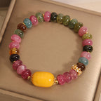 New Rainbow Tourmaline And Yellow Jade Bracelet For Women
