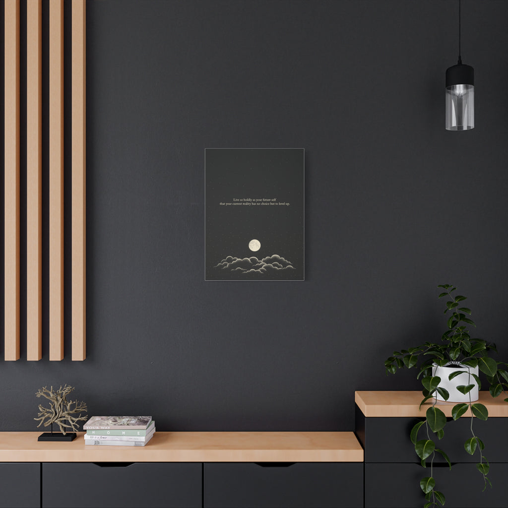 Inspirational Canvas Wall Art — "Live so boldly as your future self" Moon Quote