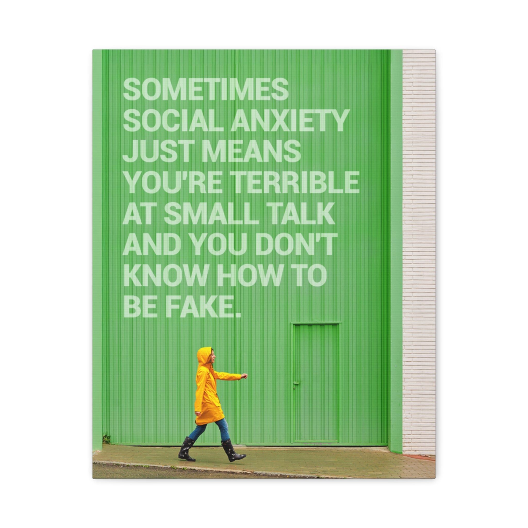 Canvas Wall Art - "Just Means You're Terrible at Small Talk" Modern Green Typography Print