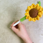 Hand-Woven Sunflower Pen Cover - Cheerful Desk Accessory Gift