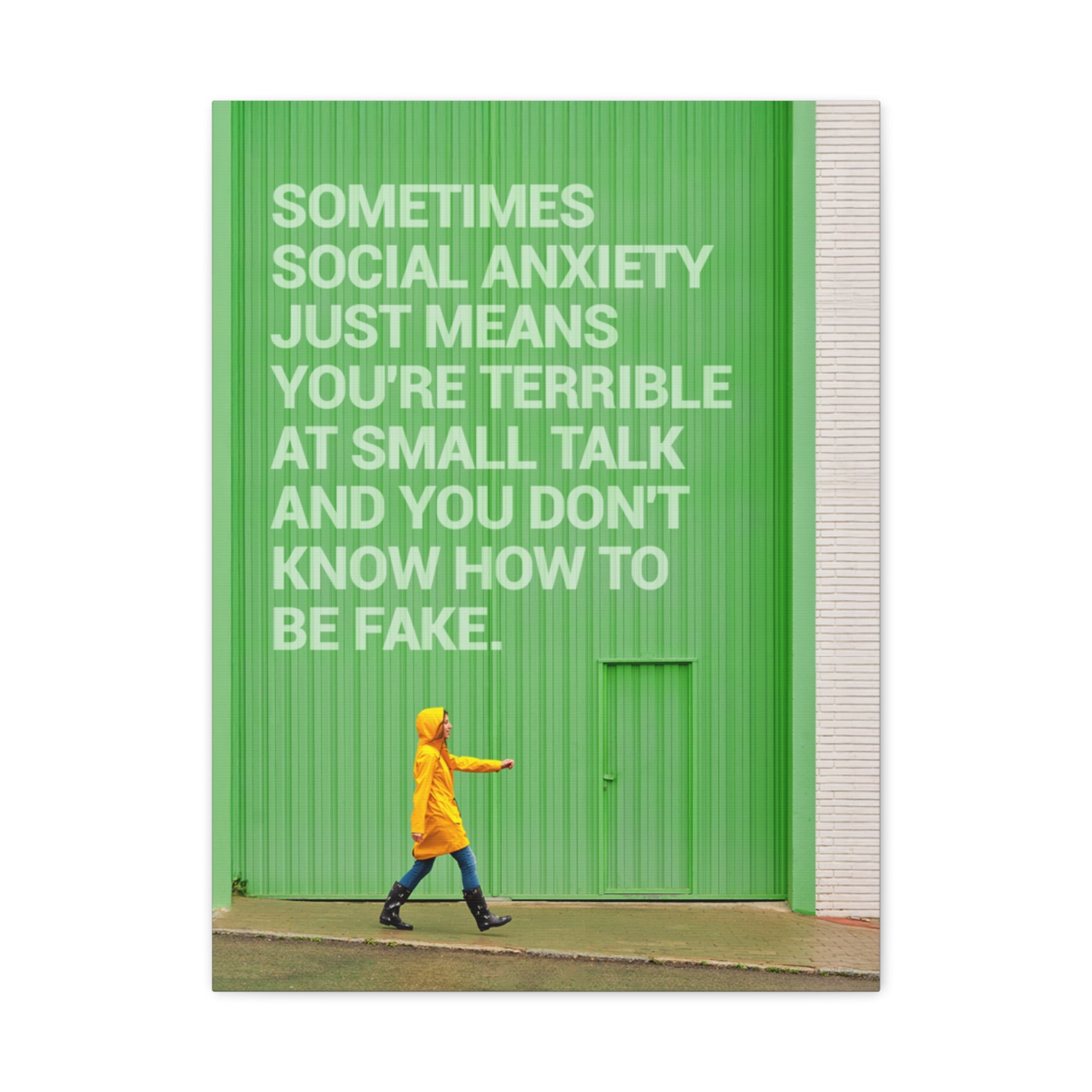 Canvas Wall Art - "Just Means You're Terrible at Small Talk" Modern Green Typography Print