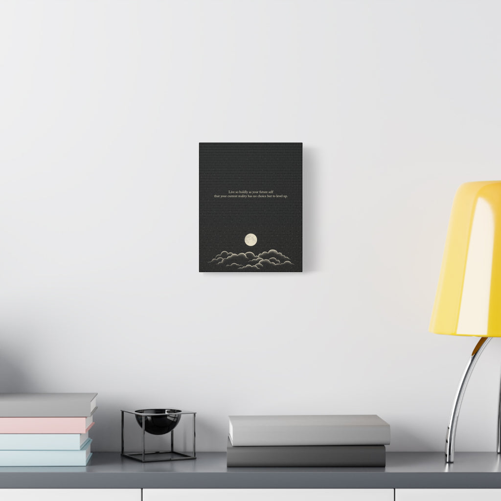 Inspirational Canvas Wall Art — "Live so boldly as your future self" Moon Quote