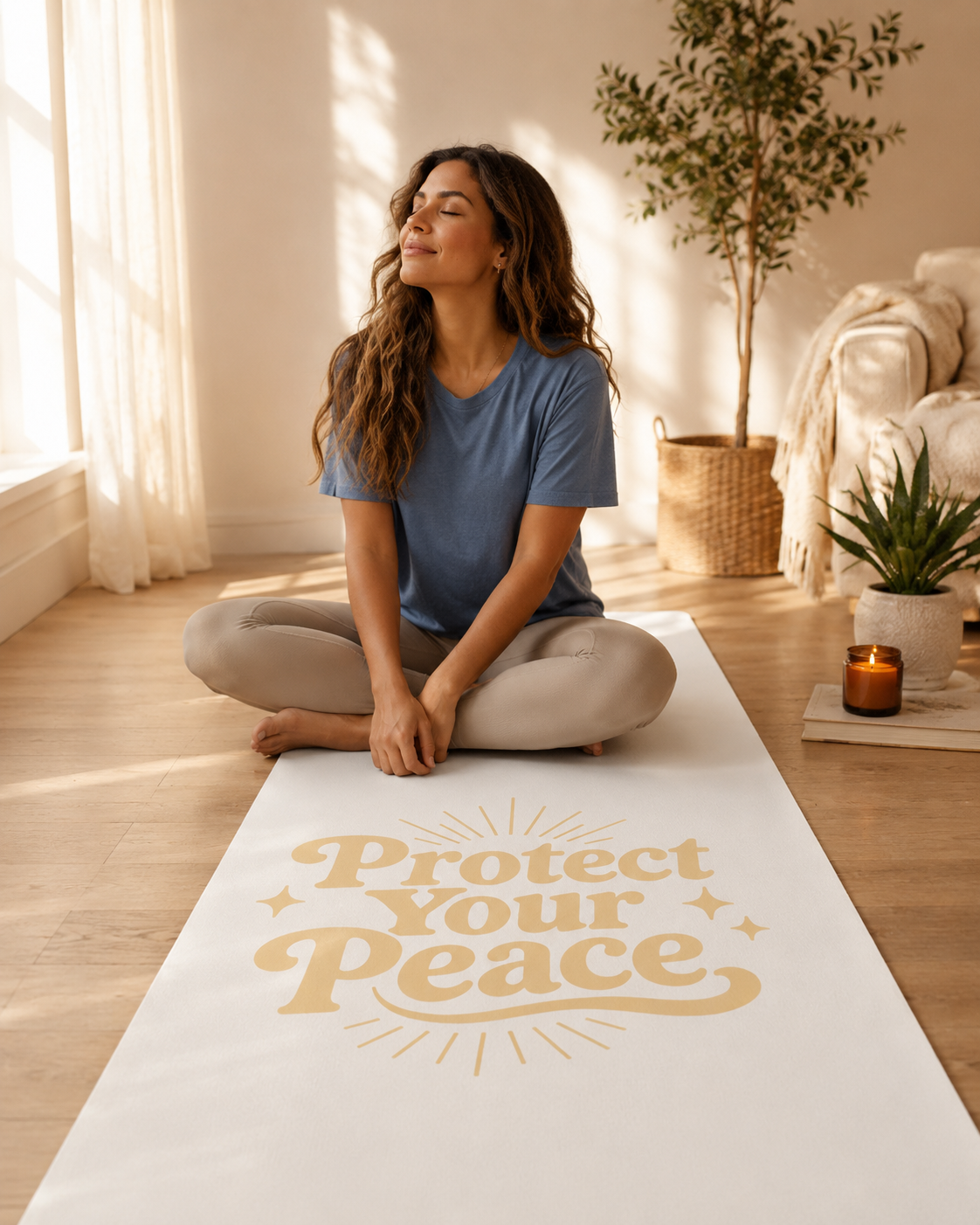 Protect Your Peace Yoga Mat – Non-Slip Microsuede & Rubber Mat