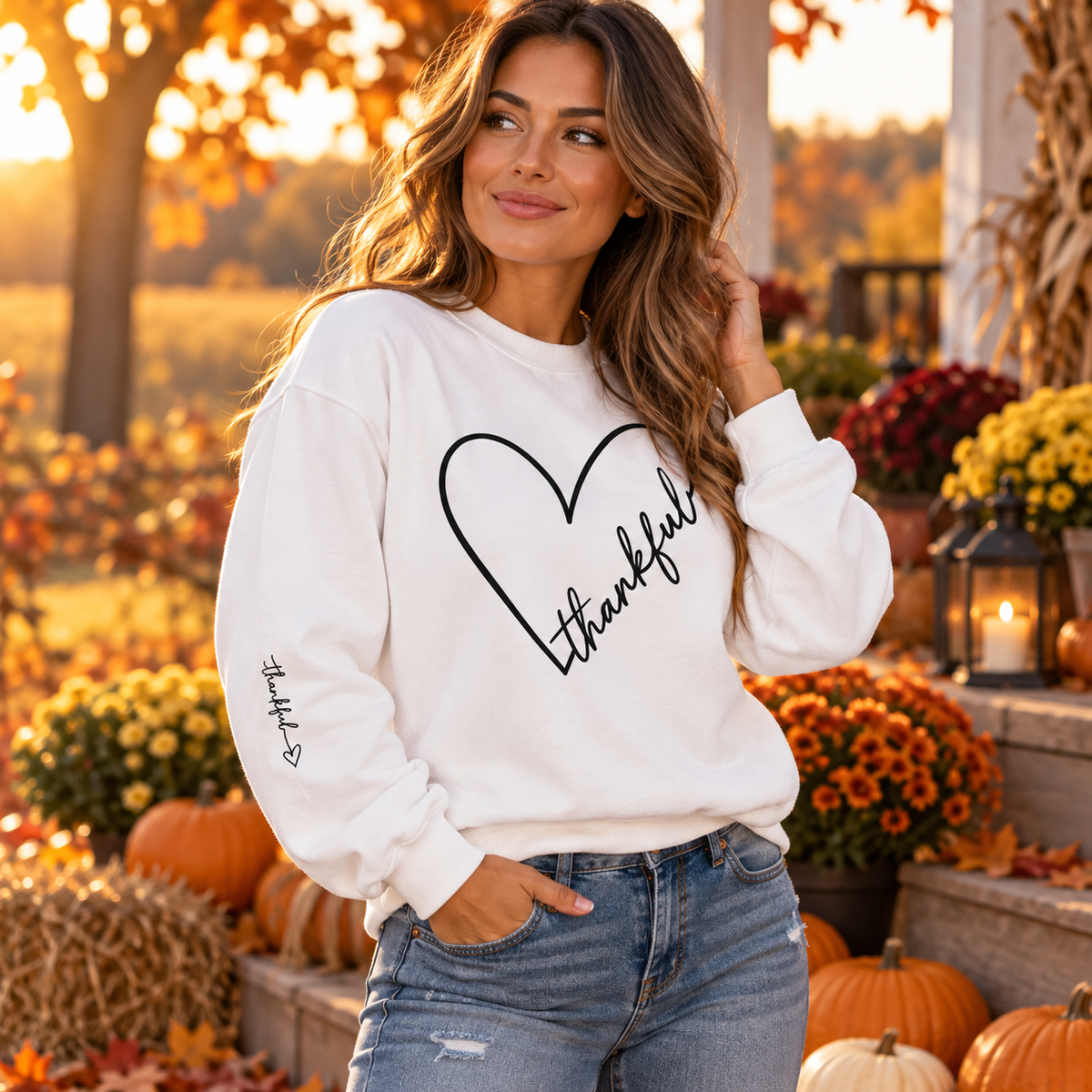 Thankful Heart Sweatshirt | Unisex Fleece Crewneck