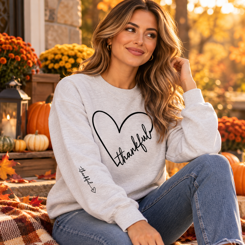 Thankful Heart Sweatshirt | Unisex Fleece Crewneck