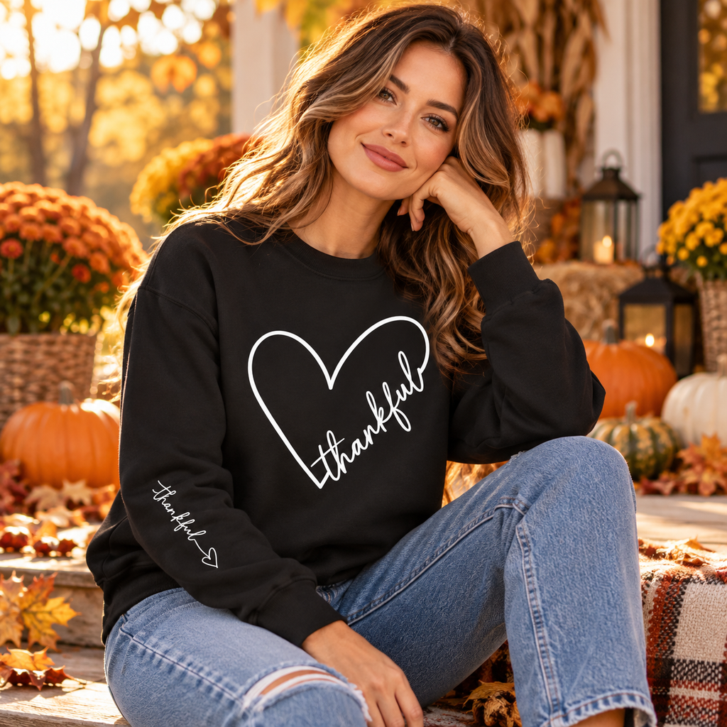 Thankful Heart Sweatshirt | Unisex Fleece Crewneck