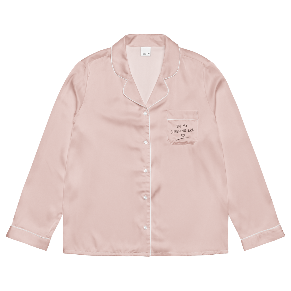 IN MY SLEEPING ERA - Button-Down Luxury Pajama Set (Pink) – Front view