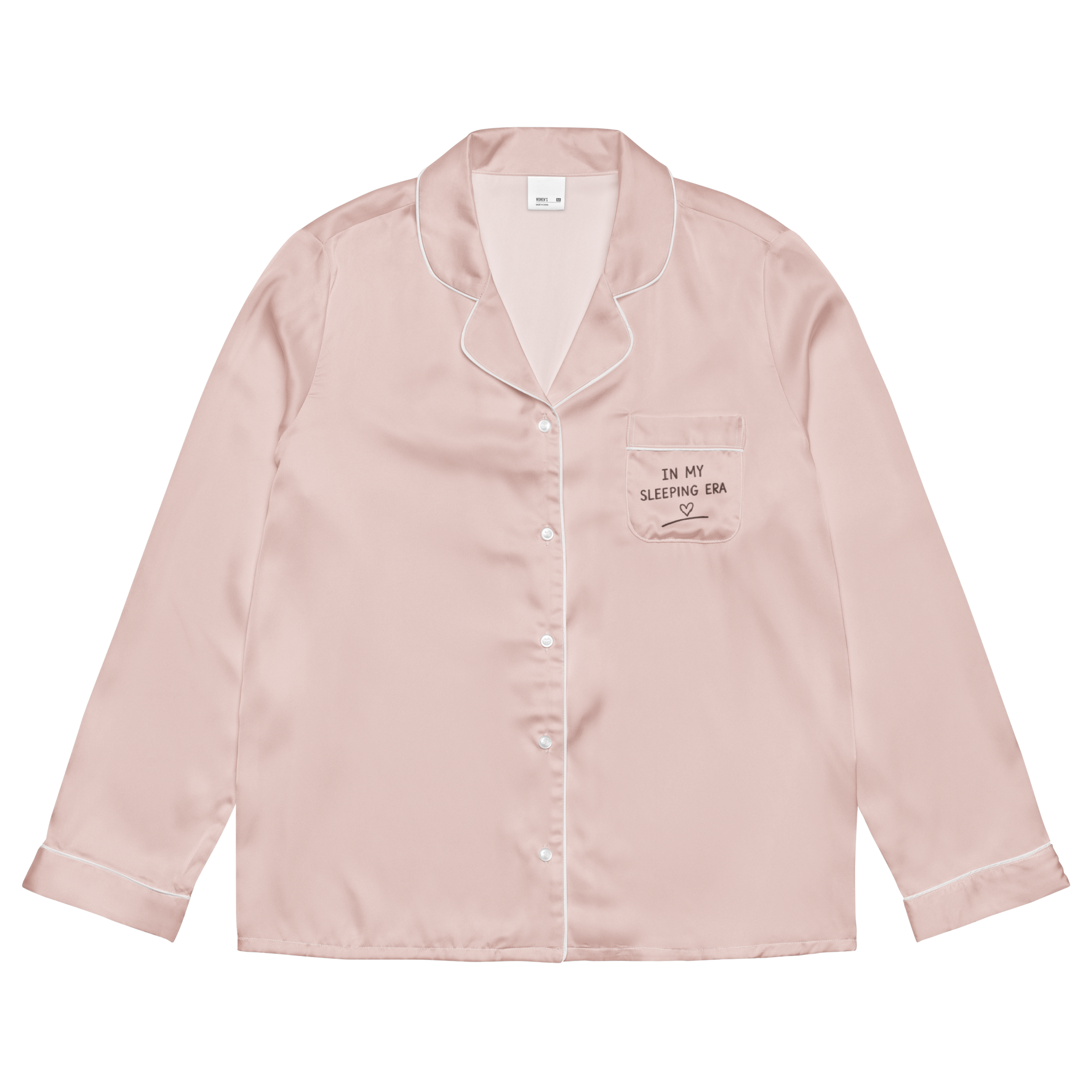 IN MY SLEEPING ERA - Button-Down Luxury Pajama Set (Pink) – Front view