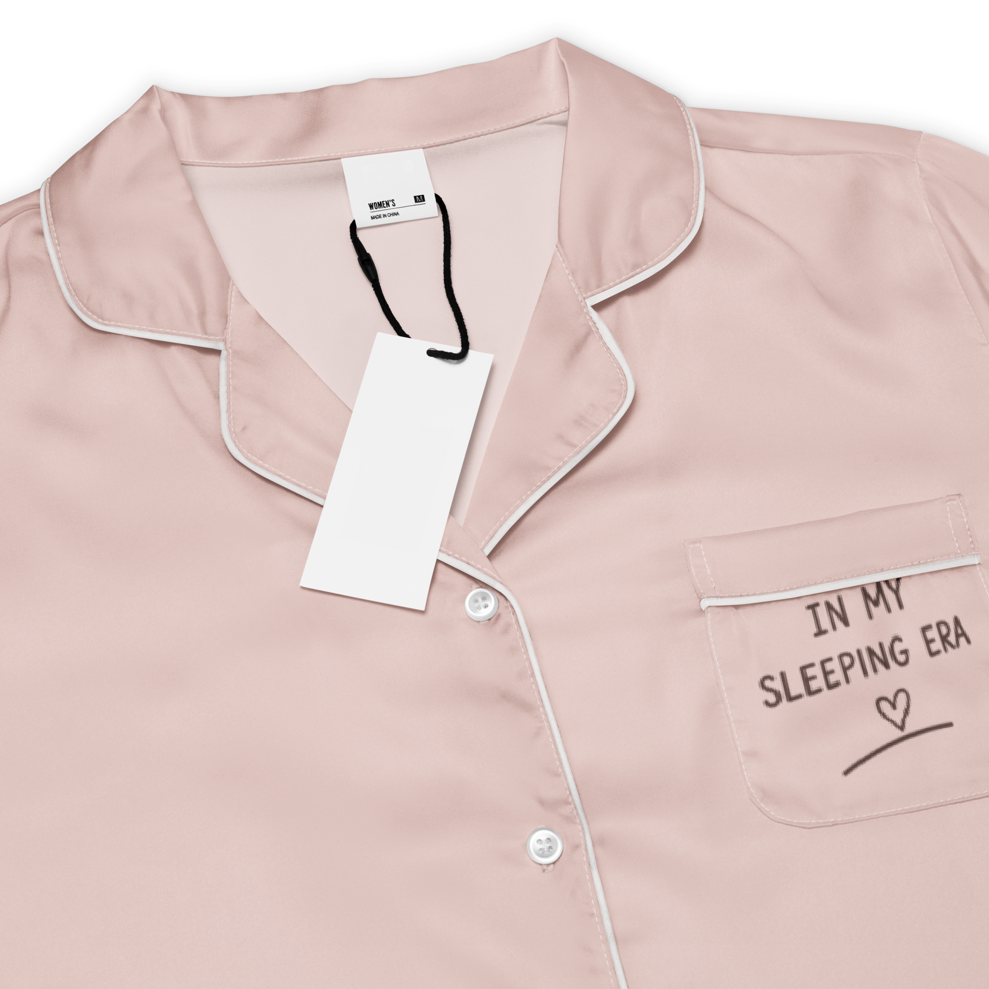 IN MY SLEEPING ERA - Button-Down Luxury Pajama Set (Pink) – Detail view