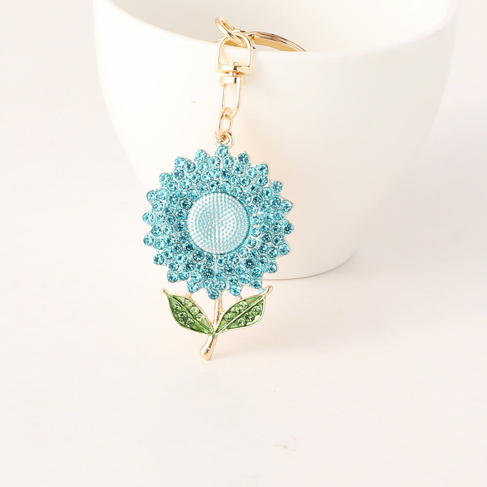 Diamond Color Sunflower Keychain - Sparkling Accessory Gift