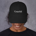 GRATEFUL Embroidered Hat – Positive Mindset Cap – Black – Front view