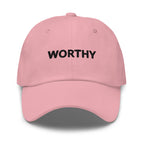 WORTHY Embroidered Hat – Positive Affirmation Cap – Front view