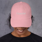 GRATEFUL Embroidered Hat – Positive Mindset Cap – Pink – Front view