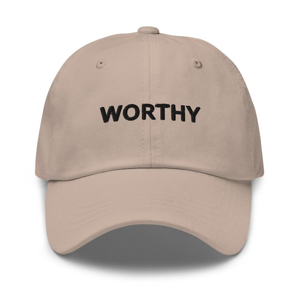 WORTHY Embroidered Hat – Positive Affirmation Cap – Front view