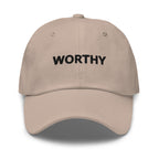 WORTHY Embroidered Hat – Positive Affirmation Cap – Front view