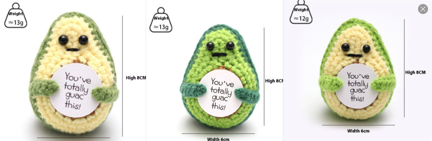 Handmade Wool Crochet Comfort Companion - Perfect for Positivity and Emotional Support – Emotional Support Avocado