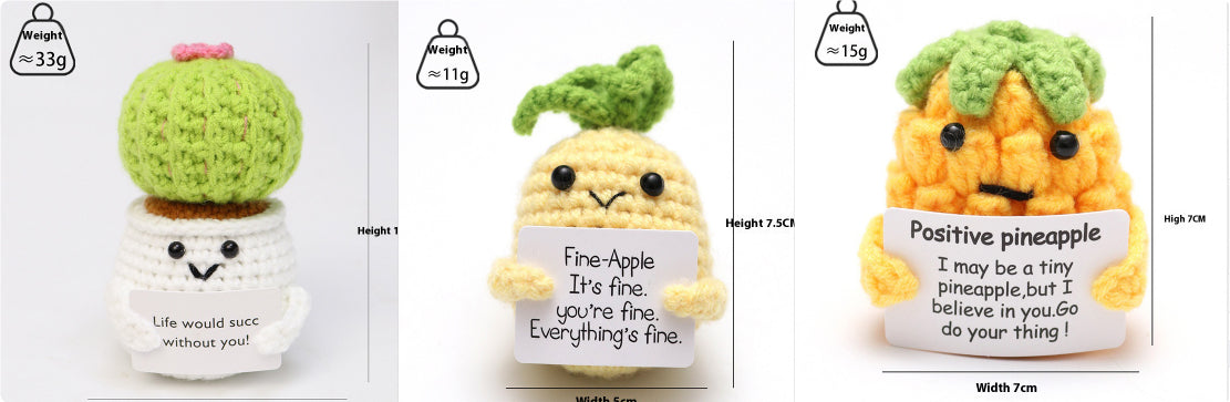 Handmade Wool Crochet Comfort Companion - Perfect for Positivity and Emotional Support – 3-Piece Positivity Companions