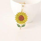 Diamond Color Sunflower Keychain - Sparkling Accessory Gift