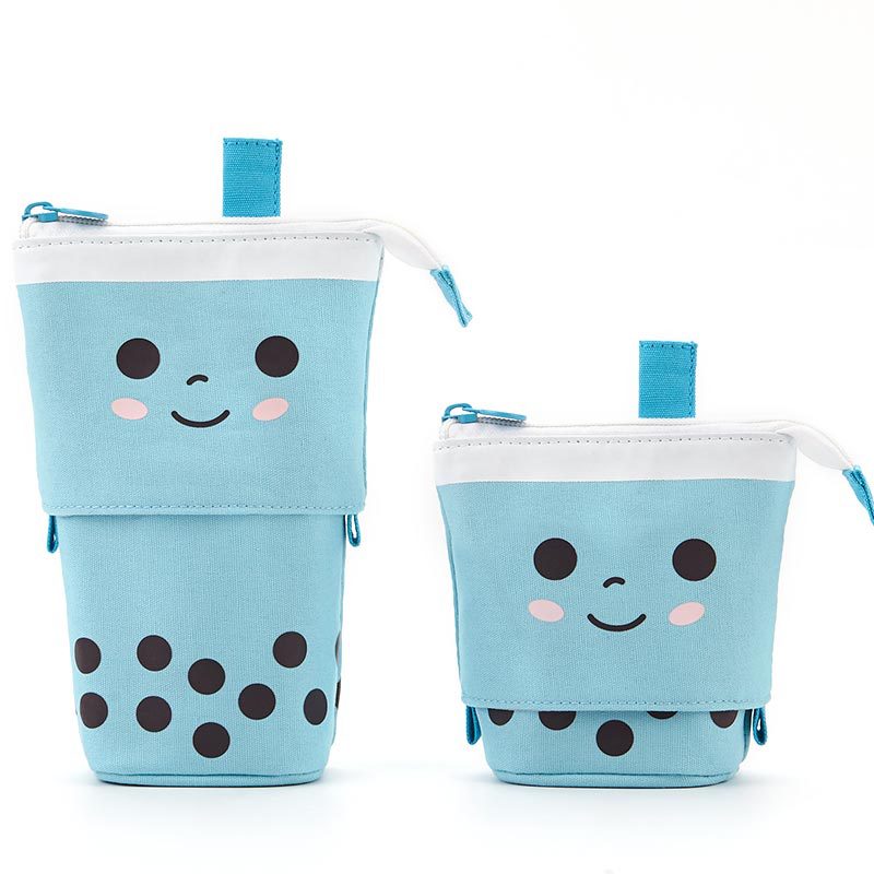 Smiley Face Multifunctional Pen Holder - Cute Retractable Desk Organizer – Smiley Pen Holder - Blue Velvet Milk Tea