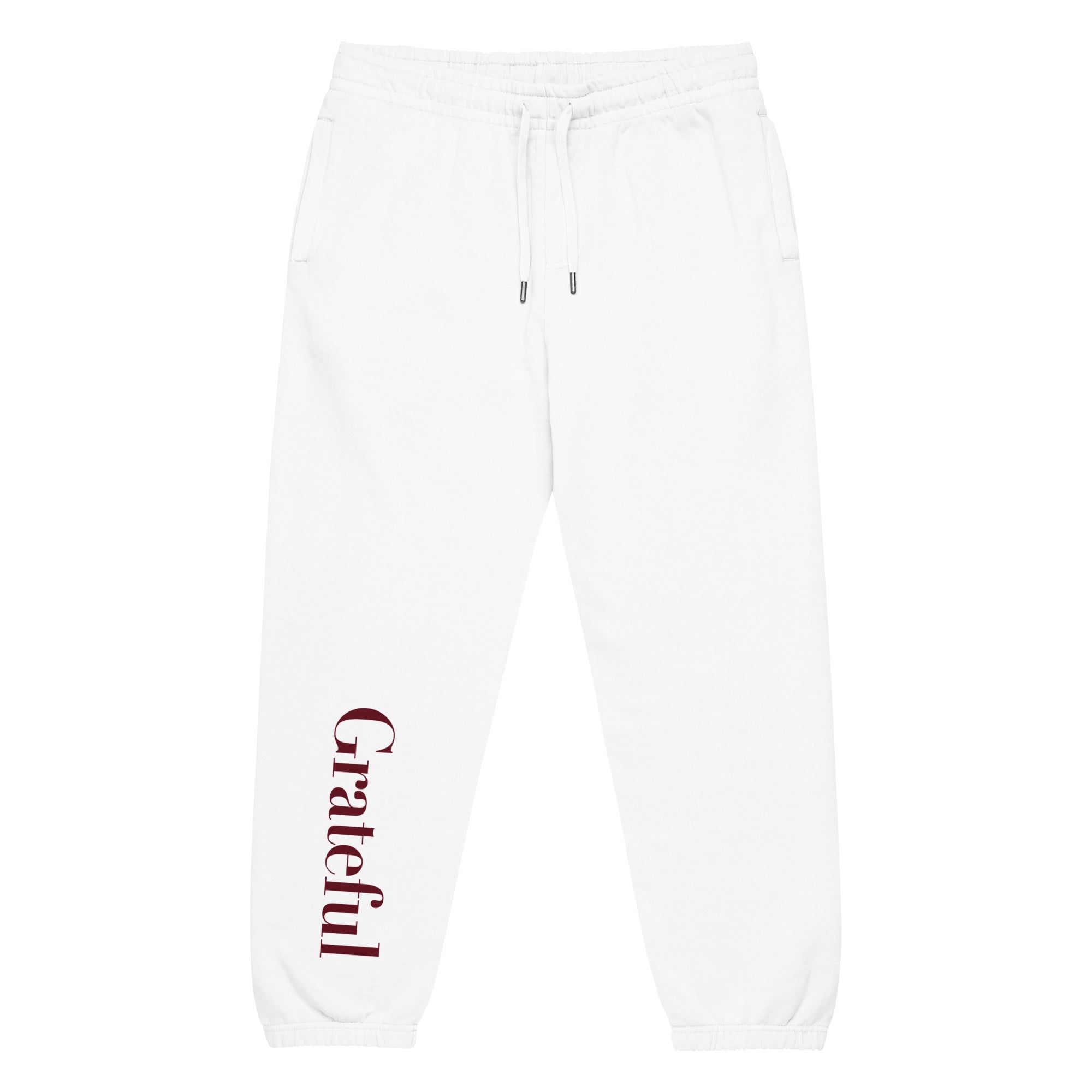 Grateful Heavyweight Sweatpants – Gratitude Loungewear – White – Front view