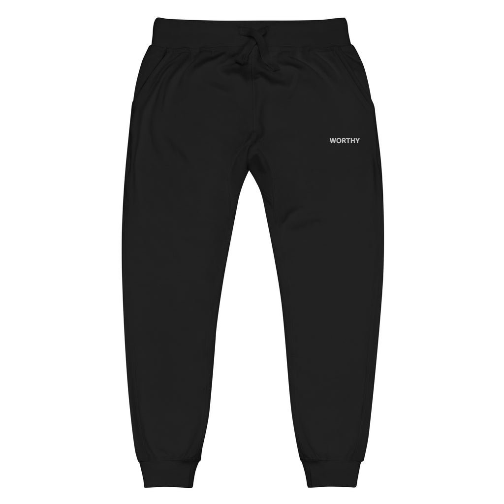 Worthy Fleece Sweatpants – Affirmation Loungewear – Black – Front view